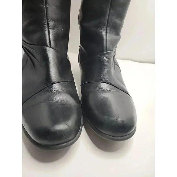 Clarks Bendables Black Leather Riding Boots Womens 8.5 Zipper Heel 38480 - Picture 8 of 16
